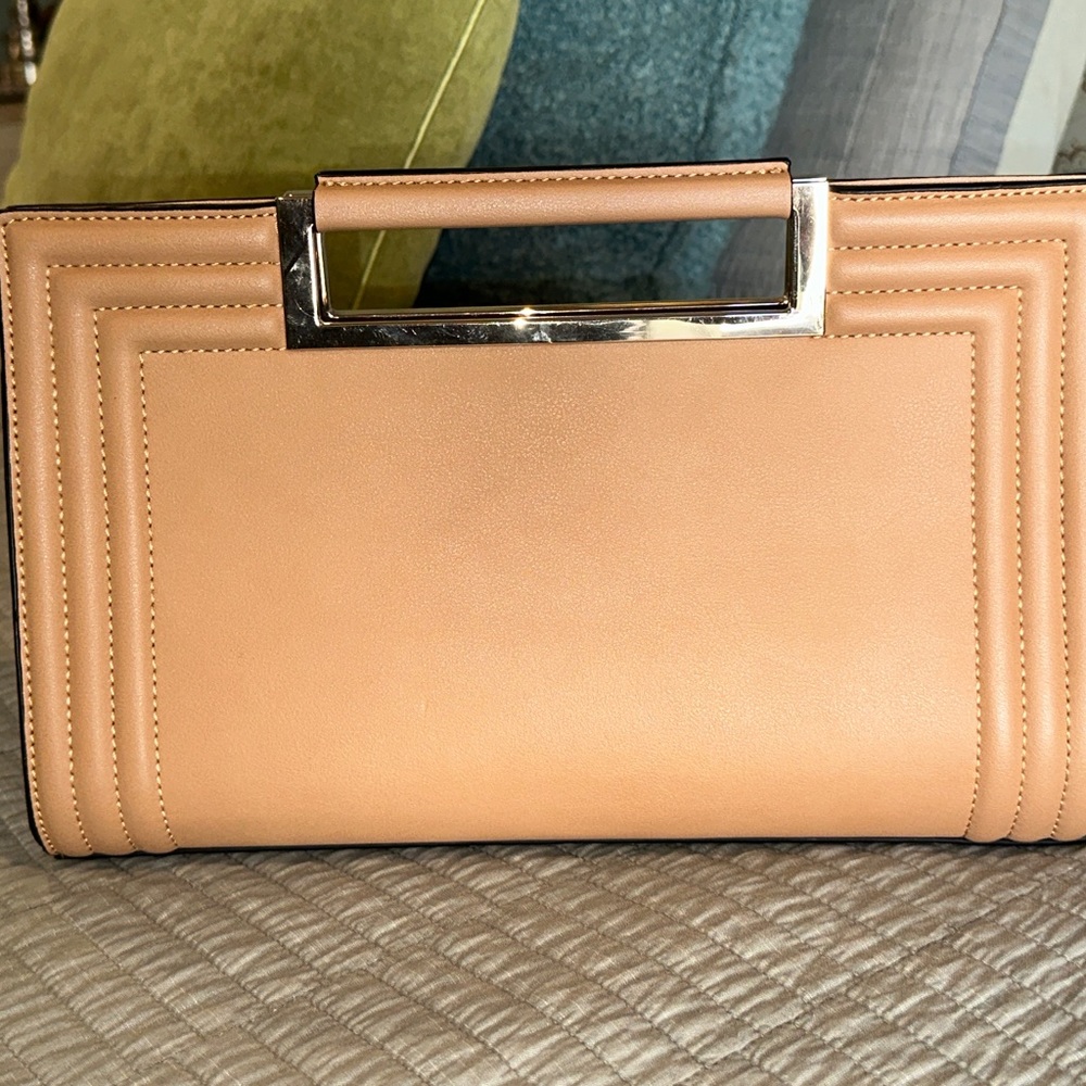 Clutch handbag in tan